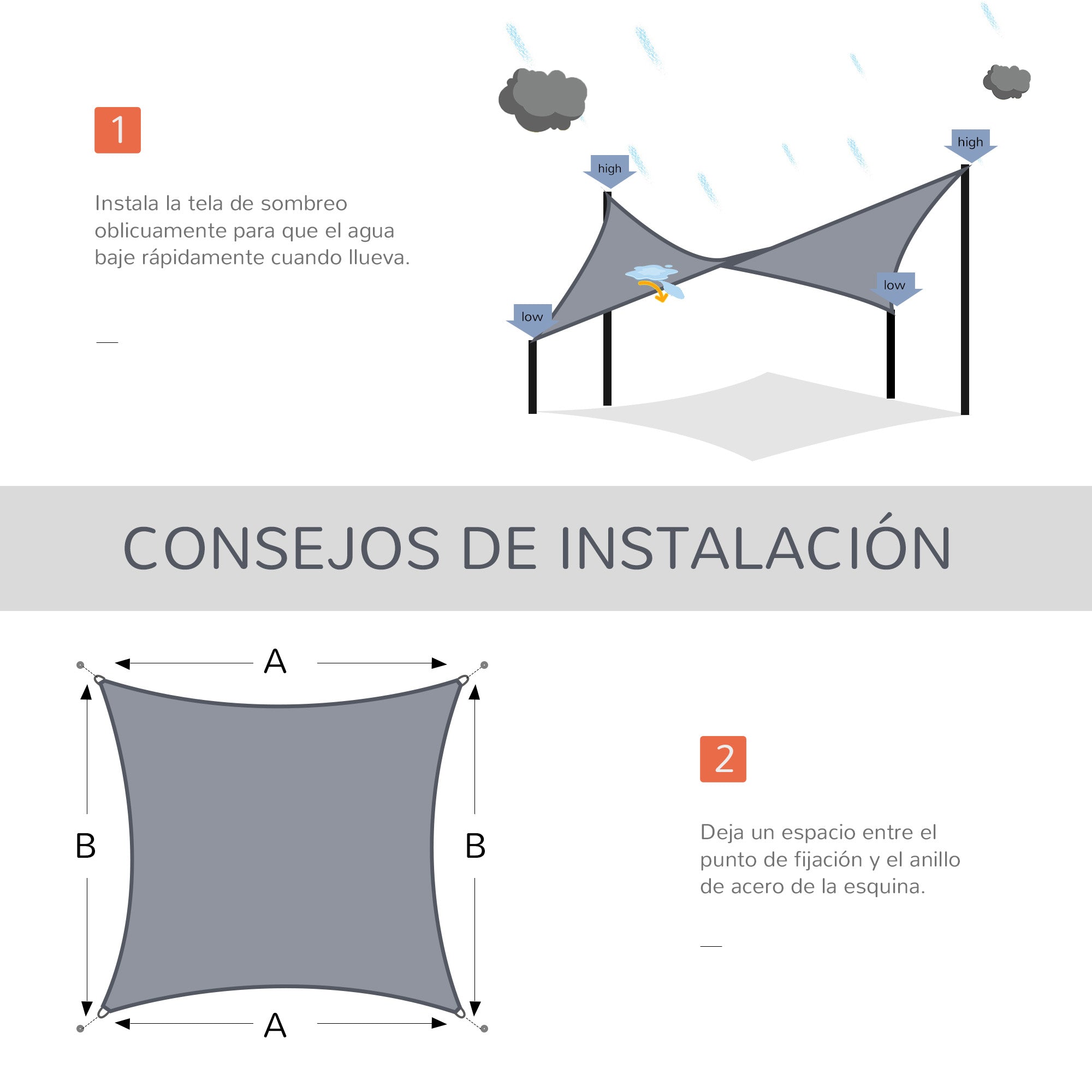 Rectangular Shade Sail 4x6 m HDPE Terrace Awning with Stainless Steel Ring and Ropes for Garden Patio Gray