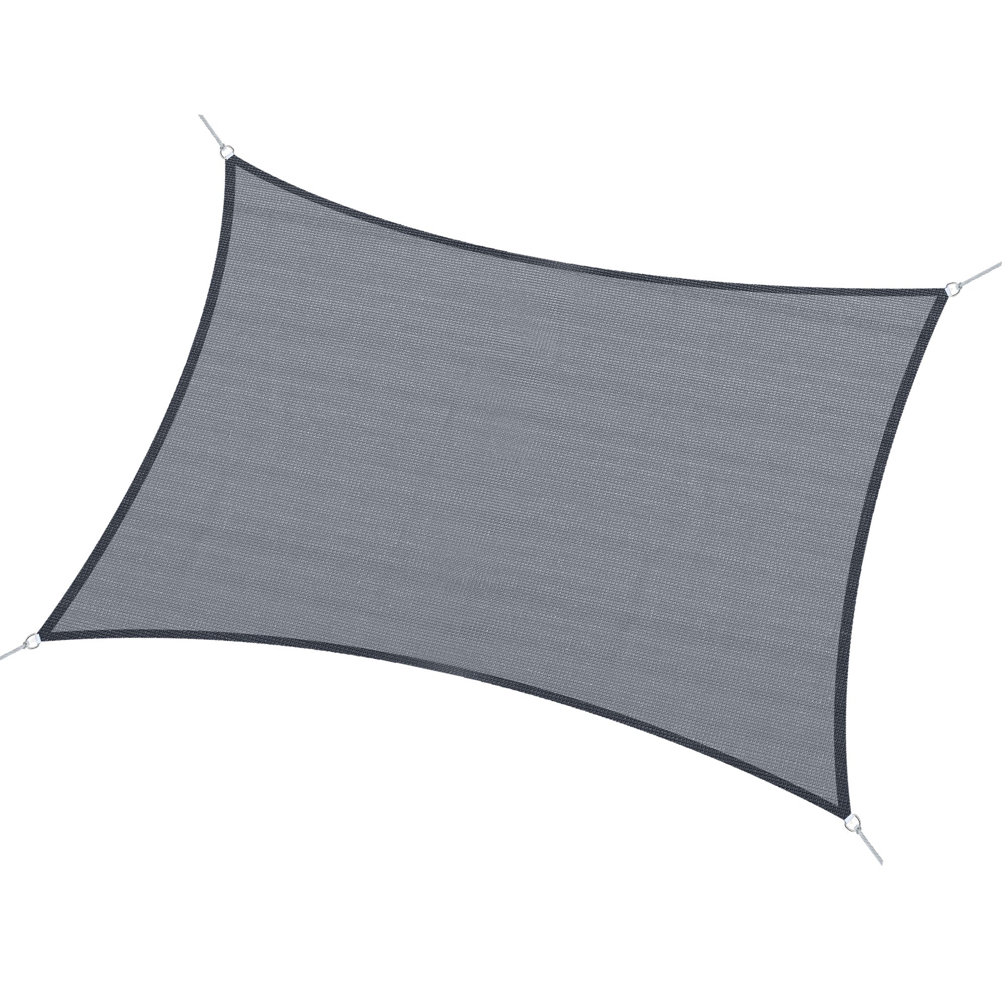 Rectangular Shade Sail 4x6 m HDPE Terrace Awning with Stainless Steel Ring and Ropes for Garden Patio Gray