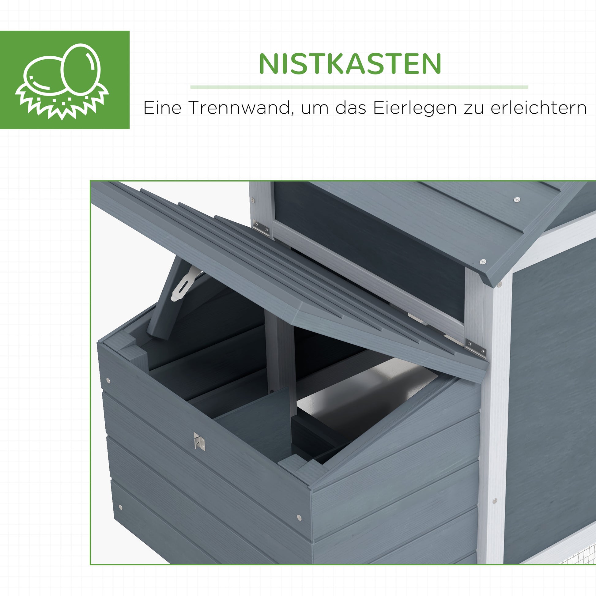 Dwarf Chicken Coop Dwarf Chicken House with Nesting Box Dwarf Chicken Aviary Outdoor Run Poultry Coop with Ramp Gray 150.5 x 54 x 87 cm
