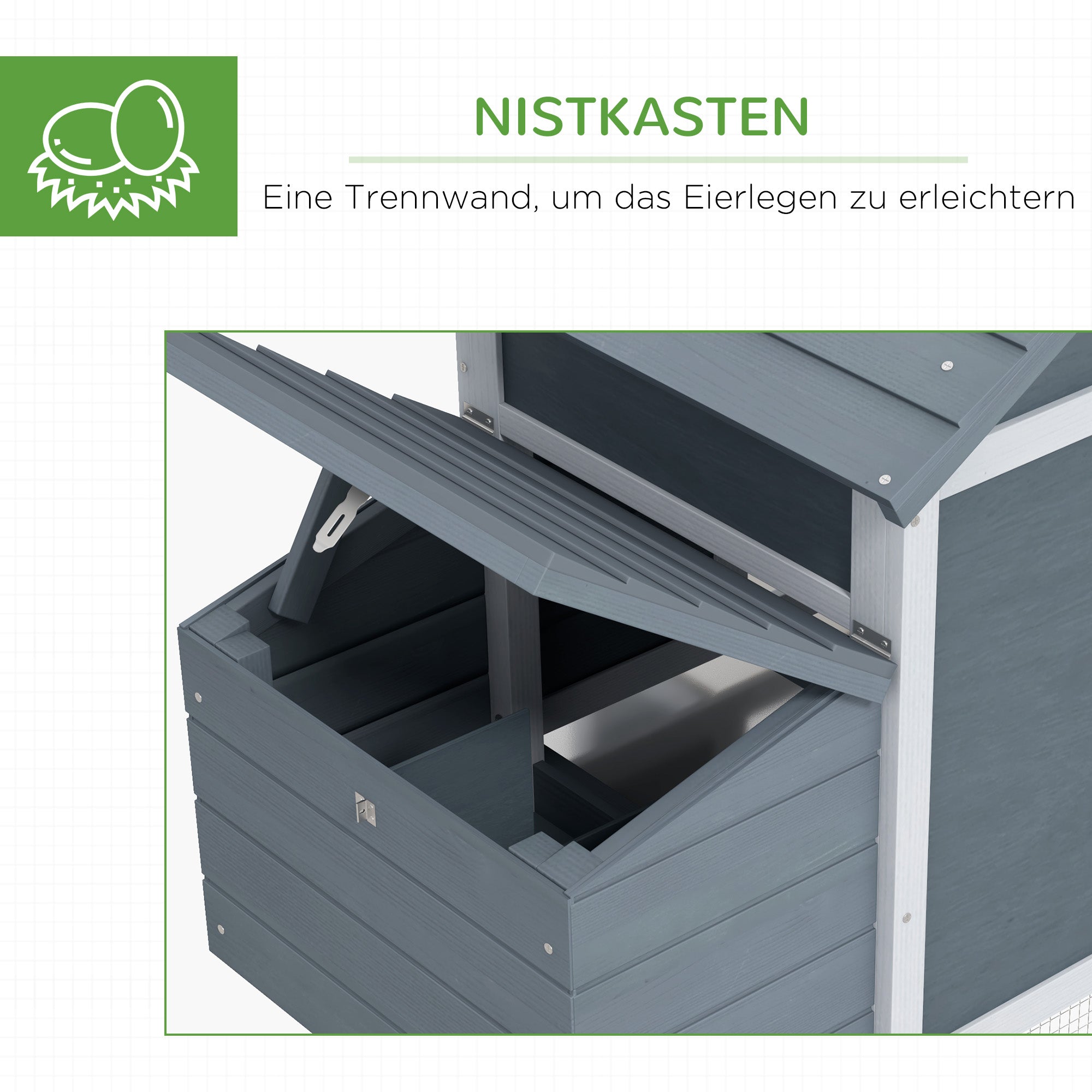 Dwarf Chicken Coop Dwarf Chicken House with Nesting Box Dwarf Chicken Aviary Outdoor Run Poultry Coop with Ramp Gray 150.5 x 54 x 87 cm