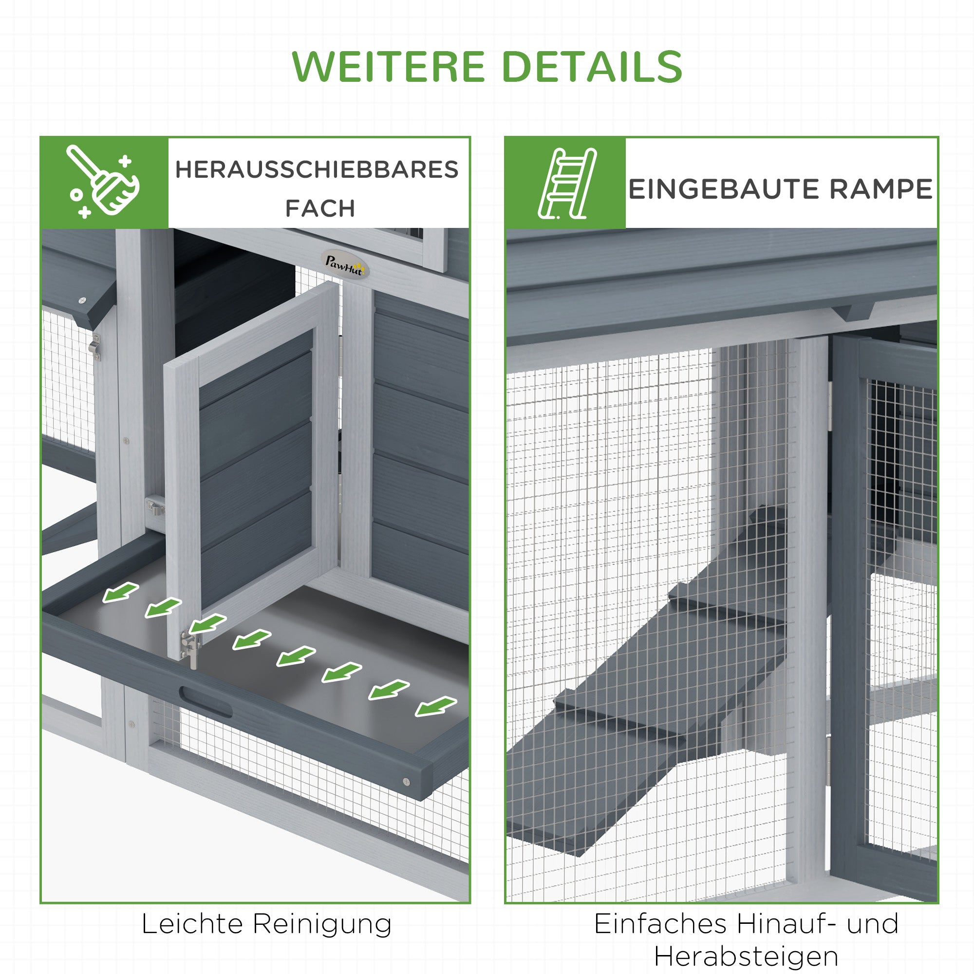 Dwarf Chicken Coop Dwarf Chicken House with Nesting Box Dwarf Chicken Aviary Outdoor Run Poultry Coop with Ramp Gray 150.5 x 54 x 87 cm