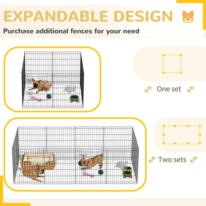 Puppy Playpen 76 cm High, 8-Piece Puppy Pen with Lock, DIY Pet Playpen for Medium Dogs, Guinea Pigs, Rabbits, Metal, Black