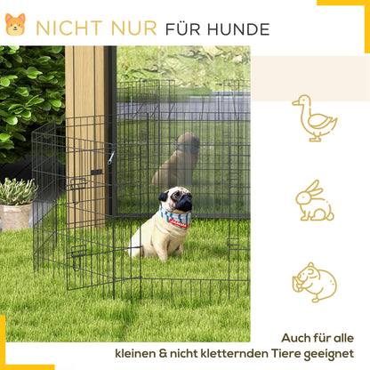 Puppy Playpen 76 cm High, 8-Piece Puppy Pen with Lock, DIY Pet Playpen for Medium Dogs, Guinea Pigs, Rabbits, Metal, Black