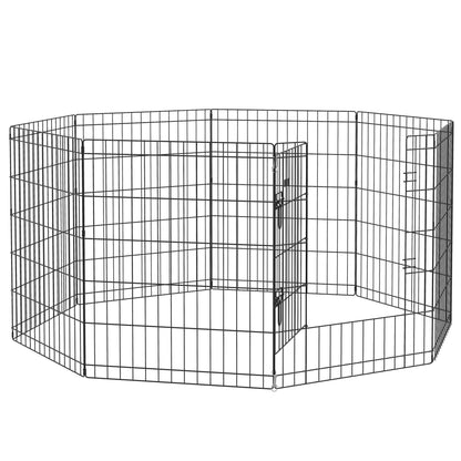 Puppy Playpen 76 cm High, 8-Piece Puppy Pen with Lock, DIY Pet Playpen for Medium Dogs, Guinea Pigs, Rabbits, Metal, Black