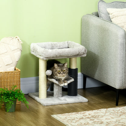 Cat Scratching Tree Cat Tree 48 cm Height with 2 Scratching Posts Platform Bed U-shaped and Hanging Ball Brush Gray