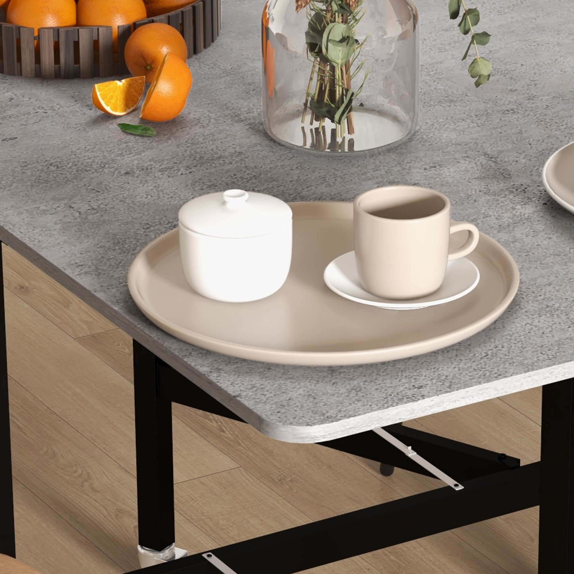 Dining Table, Folding Kitchen Table with Casters, Steel Legs, Folding Table for 4-6 People, Dining Table for Small Spaces, Kitchen, Dining Room, 120 x 80 x 73 cm, Gray
