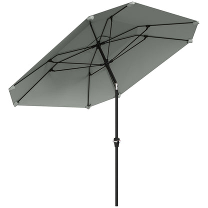Parasol Ø233 cm, Parasol with Tilt Function, Octagonal Balcony Beach Umbrella Windproof Stable Market Umbrella Crank Umbrella Sun Protection for Beach Balcony Terrace Garden, Dark Gray