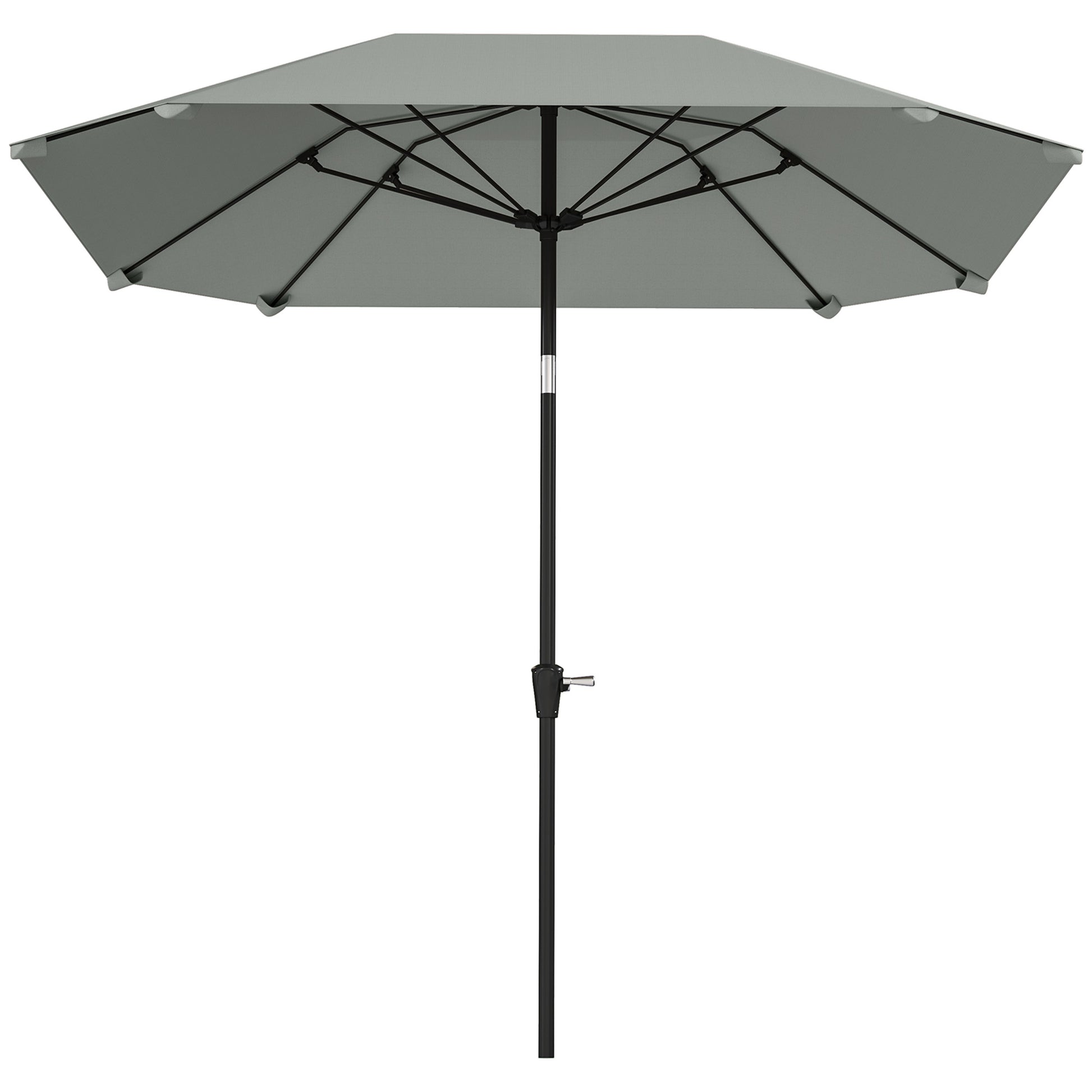 Parasol Ø233 cm, Parasol with Tilt Function, Octagonal Balcony Beach Umbrella Windproof Stable Market Umbrella Crank Umbrella Sun Protection for Beach Balcony Terrace Garden, Dark Gray