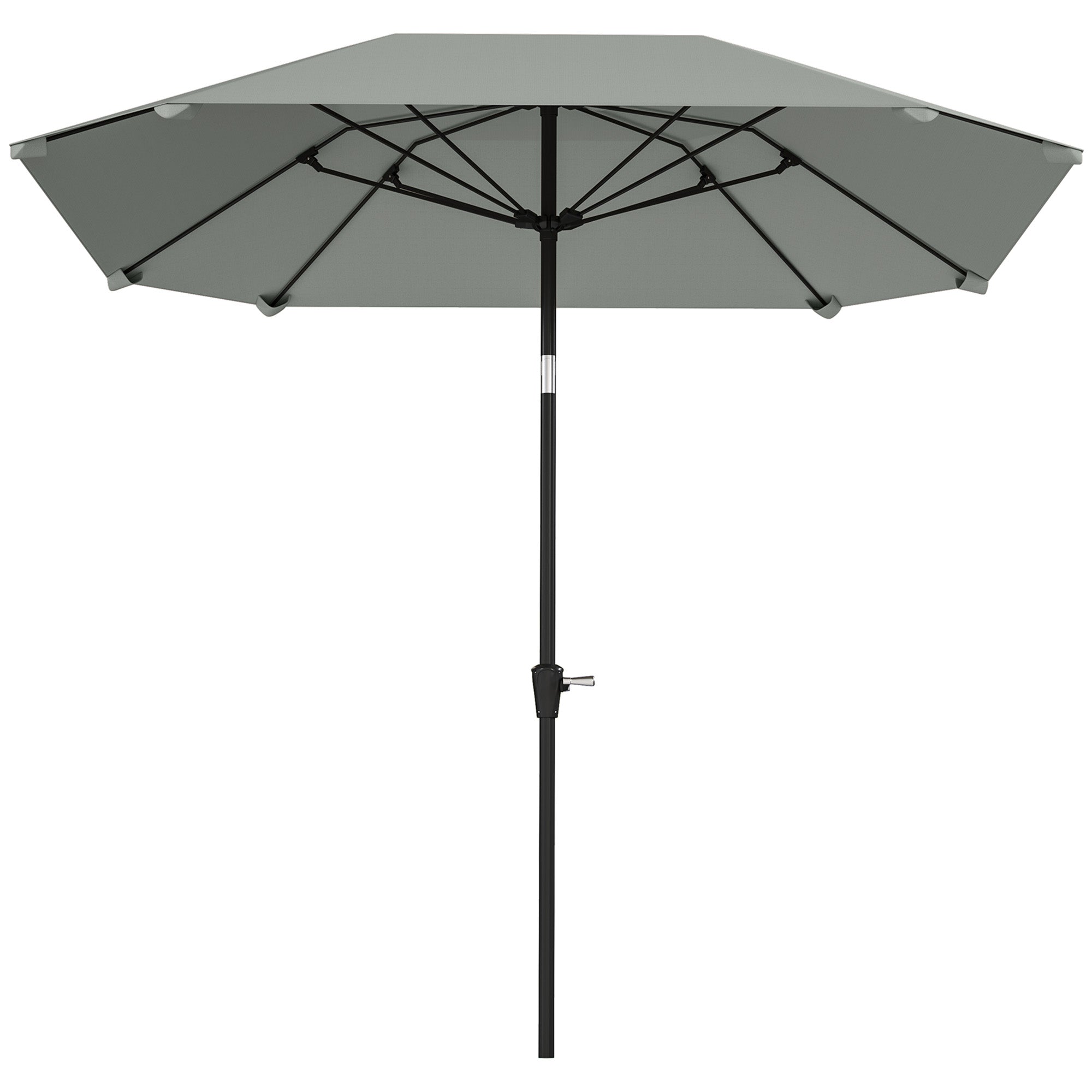 Parasol Ø233 cm, Parasol with Tilt Function, Octagonal Balcony Beach Umbrella Windproof Stable Market Umbrella Crank Umbrella Sun Protection for Beach Balcony Terrace Garden, Dark Gray