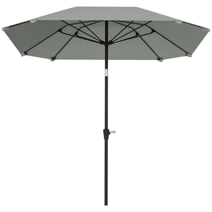 Parasol Ø233 cm, Parasol with Tilt Function, Octagonal Balcony Beach Umbrella Windproof Stable Market Umbrella Crank Umbrella Sun Protection for Beach Balcony Terrace Garden, Dark Gray