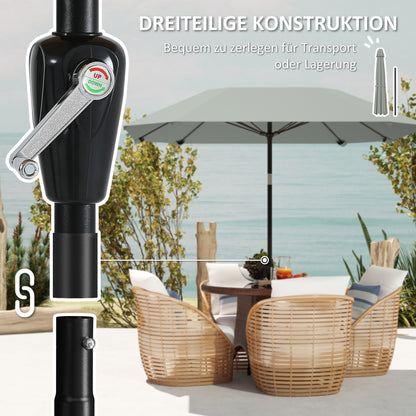 Parasol Ø233 cm, Parasol with Tilt Function, Octagonal Balcony Beach Umbrella Windproof Stable Market Umbrella Crank Umbrella Sun Protection for Beach Balcony Terrace Garden, Dark Gray