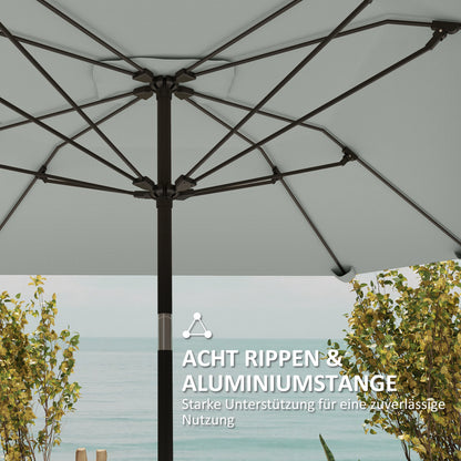 Parasol Ø233 cm, Parasol with Tilt Function, Octagonal Balcony Beach Umbrella Windproof Stable Market Umbrella Crank Umbrella Sun Protection for Beach Balcony Terrace Garden, Dark Gray