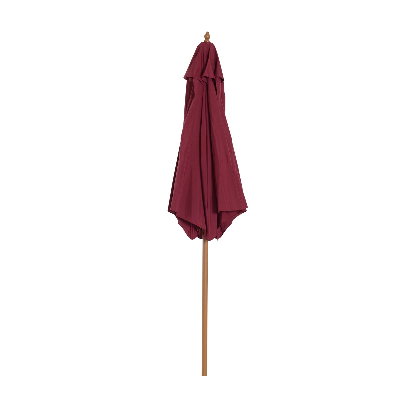 Garden Umbrella Ø250x230 cm Terrace Parasol with 6 Bamboo Ribs Detachable Post Anti-UV Waterproof and Wooden Frame for Beach Patio Burgundy Red