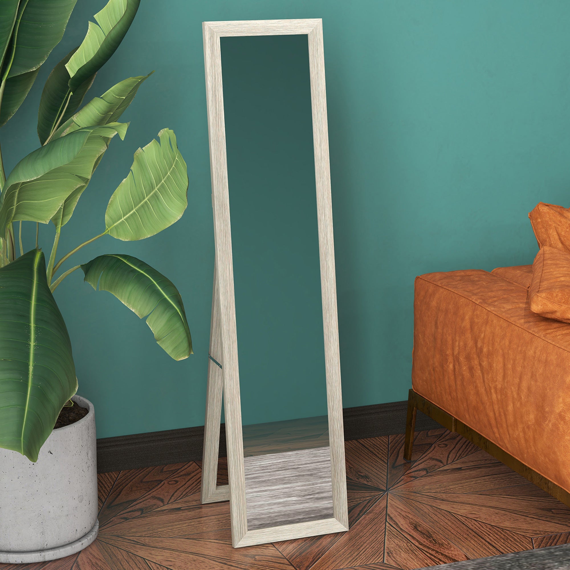 Full-Length Mirror, 37 x 157 cm (14.6 x 61.8 in) — Wall-Mountable or Freestanding Rectangular Framed Mirror for Living Room, Bedroom or Hallway, Gray