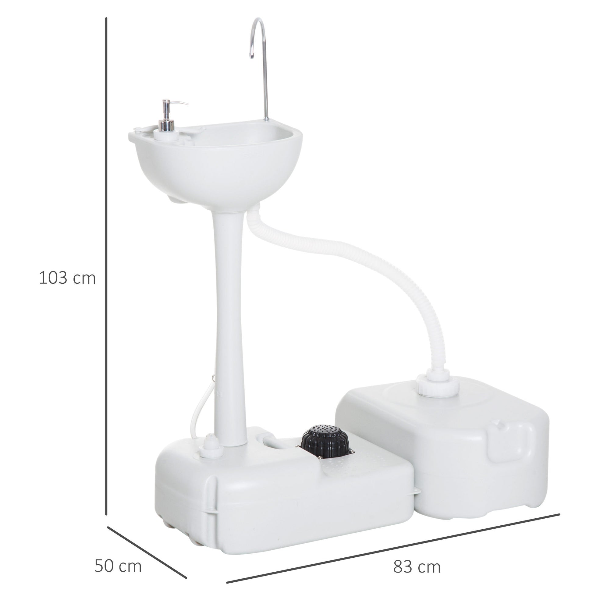 Camping Sink including 17L Water Tank Foot Pump Towel Holder Sink Mobile Washing Station for Outdoor Camping Garden Travel Gray