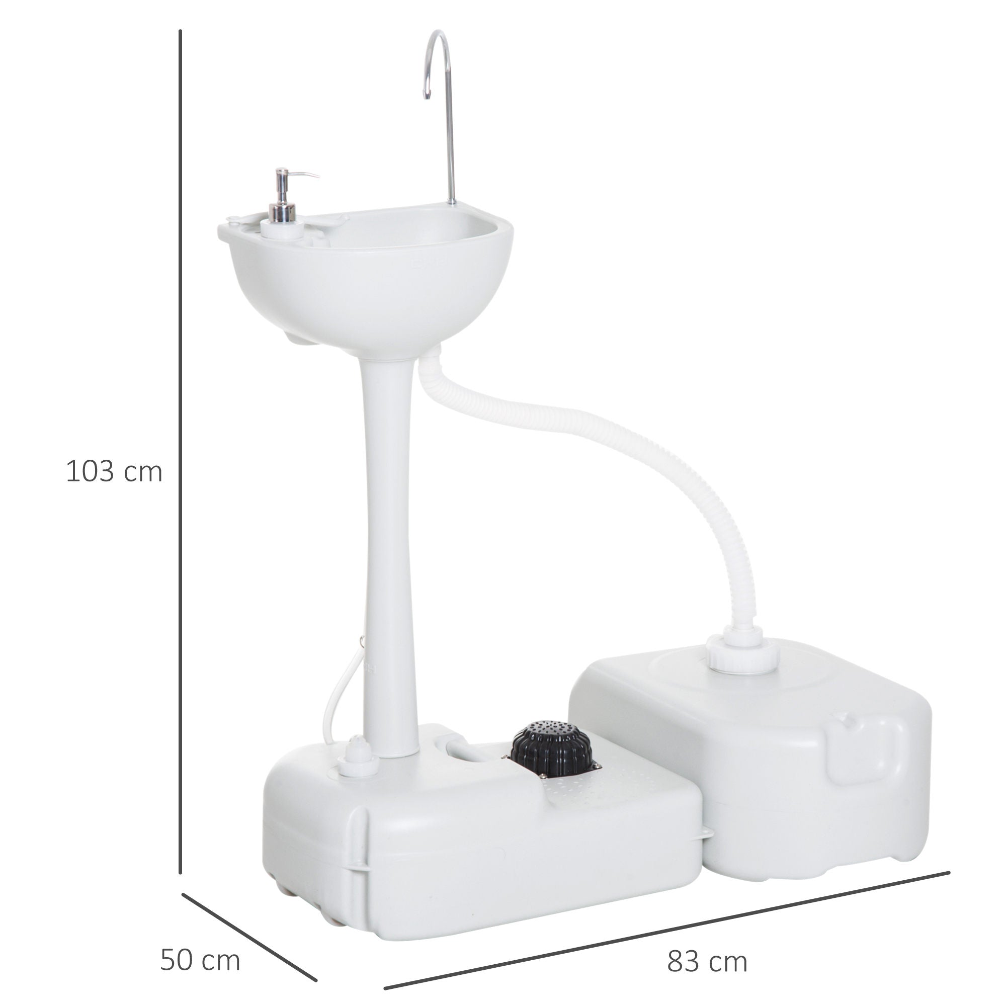 Camping Sink including 17L Water Tank Foot Pump Towel Holder Sink Mobile Washing Station for Outdoor Camping Garden Travel Gray
