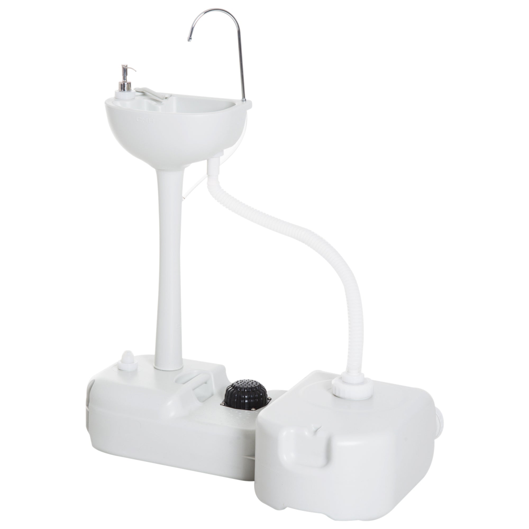 Camping Sink including 17L Water Tank Foot Pump Towel Holder Sink Mobile Washing Station for Outdoor Camping Garden Travel Gray