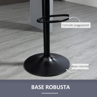 Set of 2 Velvet Bar Stools with Backrest and Footrest, Swivel Kitchen Stools with Adjustable Height, 43x45x81-101cm, Gray