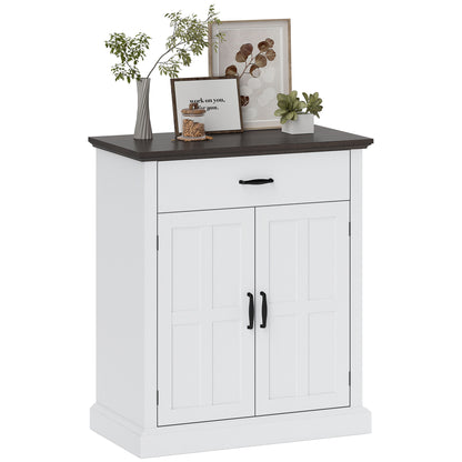 2-Door Sideboard Rustic Console Table with 1 Drawer Adjustable Shelf for Living Room Entryway White 75.2x40x91.5 cm
