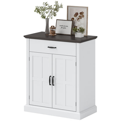 2-Door Sideboard Rustic Console Table with 1 Drawer Adjustable Shelf for Living Room Entryway White 75.2x40x91.5 cm