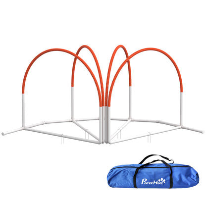 Dog Agility Set, 4-Piece Dog Training with Slalom Poles, Agility Equipment for Dogs with Oxford Carrying Bag, Orange