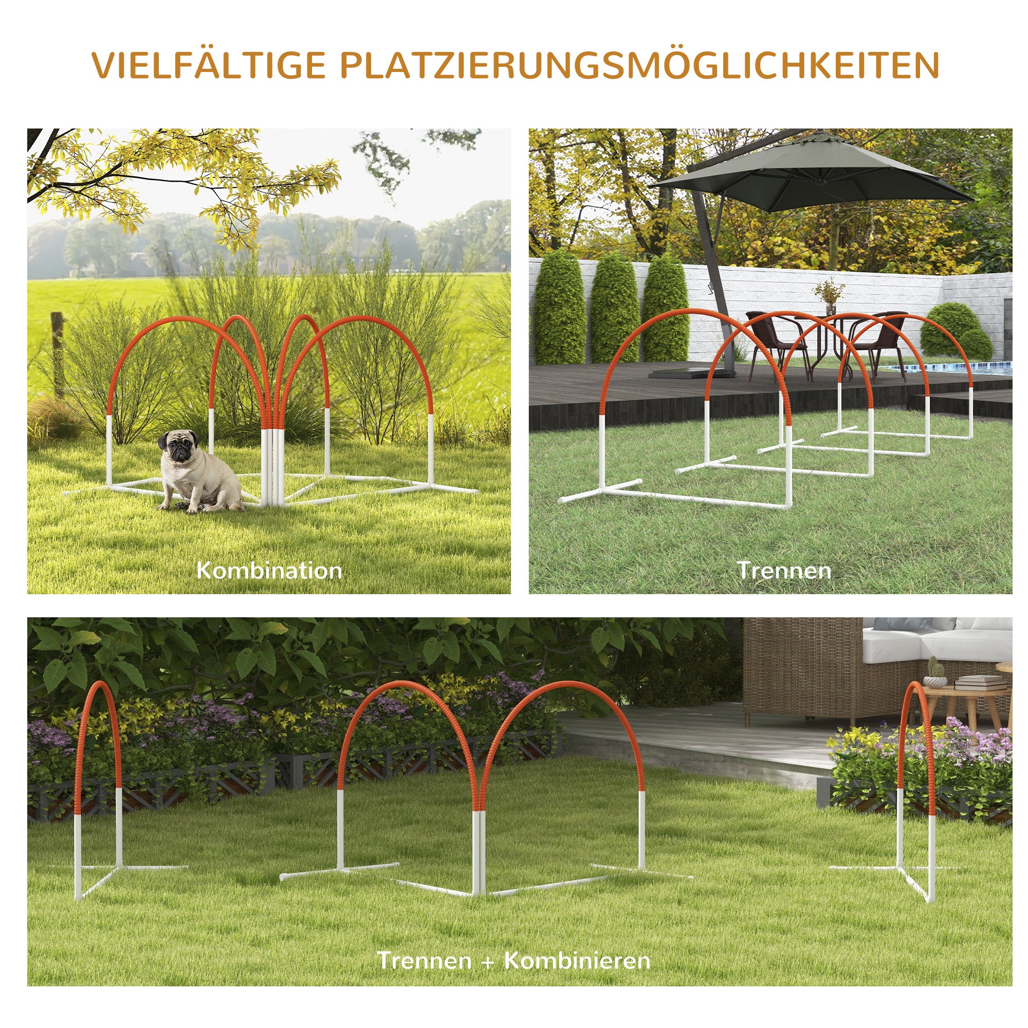 Dog Agility Set, 4-Piece Dog Training with Slalom Poles, Agility Equipment for Dogs with Oxford Carrying Bag, Orange