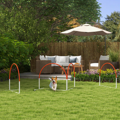 Dog Agility Set, 4-Piece Dog Training with Slalom Poles, Agility Equipment for Dogs with Oxford Carrying Bag, Orange