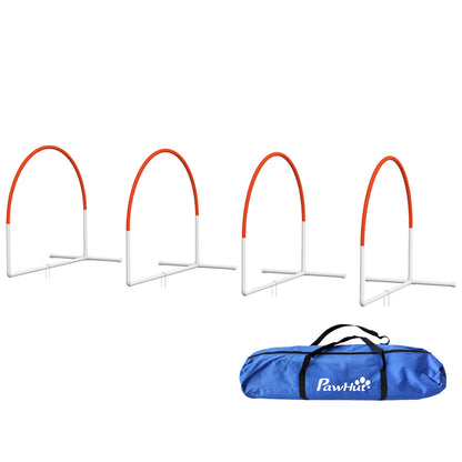 Dog Agility Set, 4-Piece Dog Training with Slalom Poles, Agility Equipment for Dogs with Oxford Carrying Bag, Orange