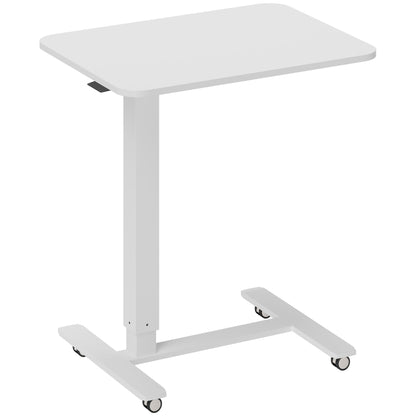 Height Adjustable C-Shaped Desk Space-Saving Laptop Table Standing Desk Side Table with Wheels for Home Office Living Room White Load Capacity 70 kg 65 x 48 x 70-110 cm