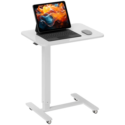 Height Adjustable C-Shaped Desk Space-Saving Laptop Table Standing Desk Side Table with Wheels for Home Office Living Room White Load Capacity 70 kg 65 x 48 x 70-110 cm