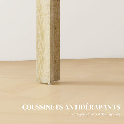 Dining Table Kitchen Table for 6 People, Scandinavian Style in Natural Wood and Black, 140L x 90W x 75H cm