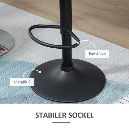 Set of 2 Bar Stools Swivel Bar Chairs with Backrest Height-Adjustable Bistro Stool Counter Stool Velvet Armless Foam Black 51.5x 57.5 x 93-114.5 cm