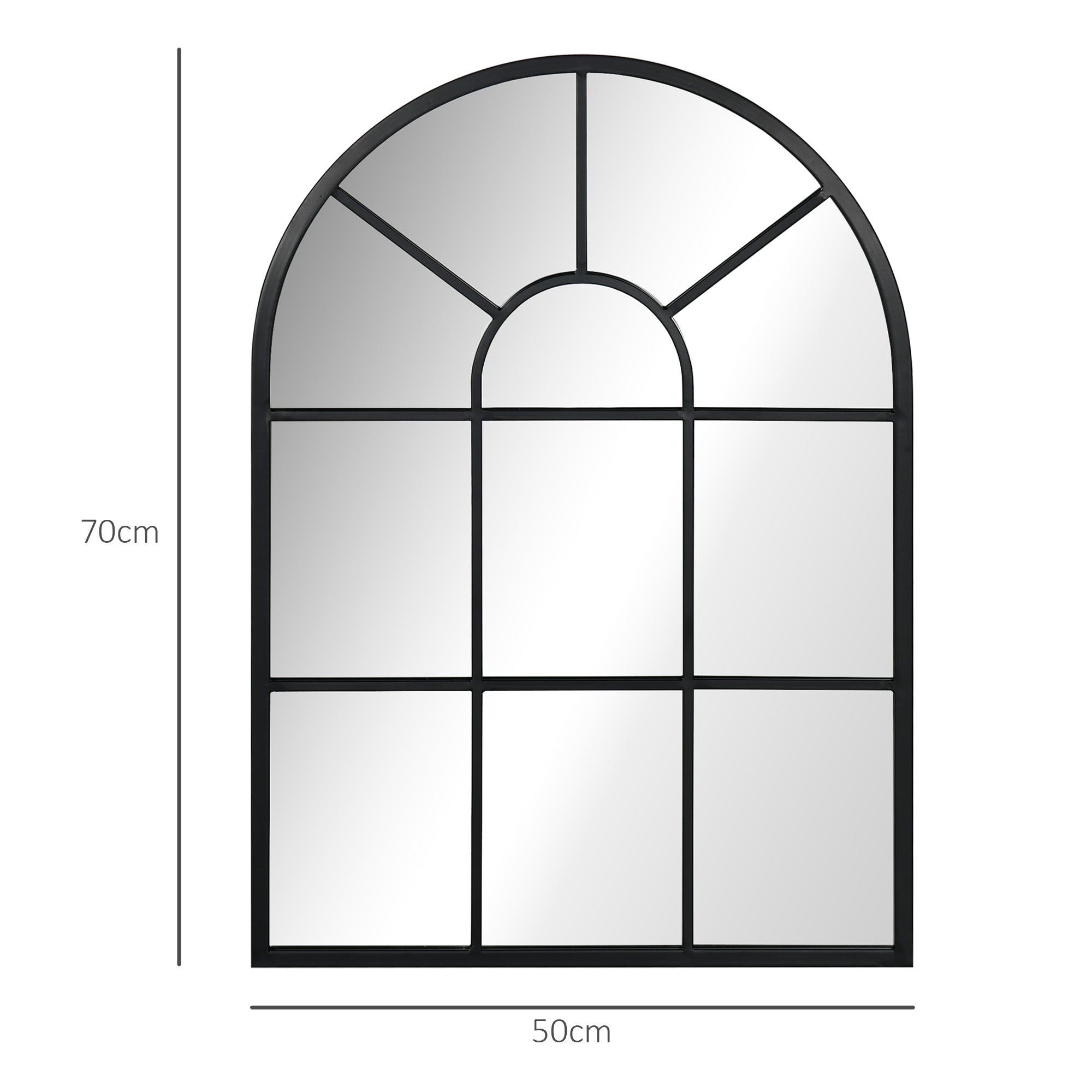 Wall Mirror 70 x 50 cm Window Mirror with Metal Frame Decorative Hanging Mirror for Bedroom Living Room, Black