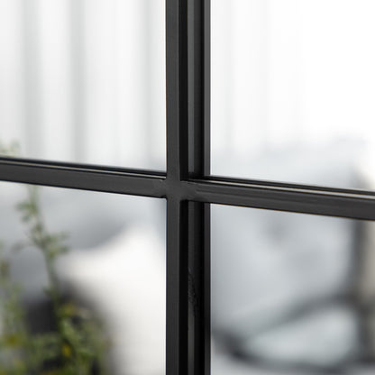 Wall Mirror 70 x 50 cm Window Mirror with Metal Frame Decorative Hanging Mirror for Bedroom Living Room, Black