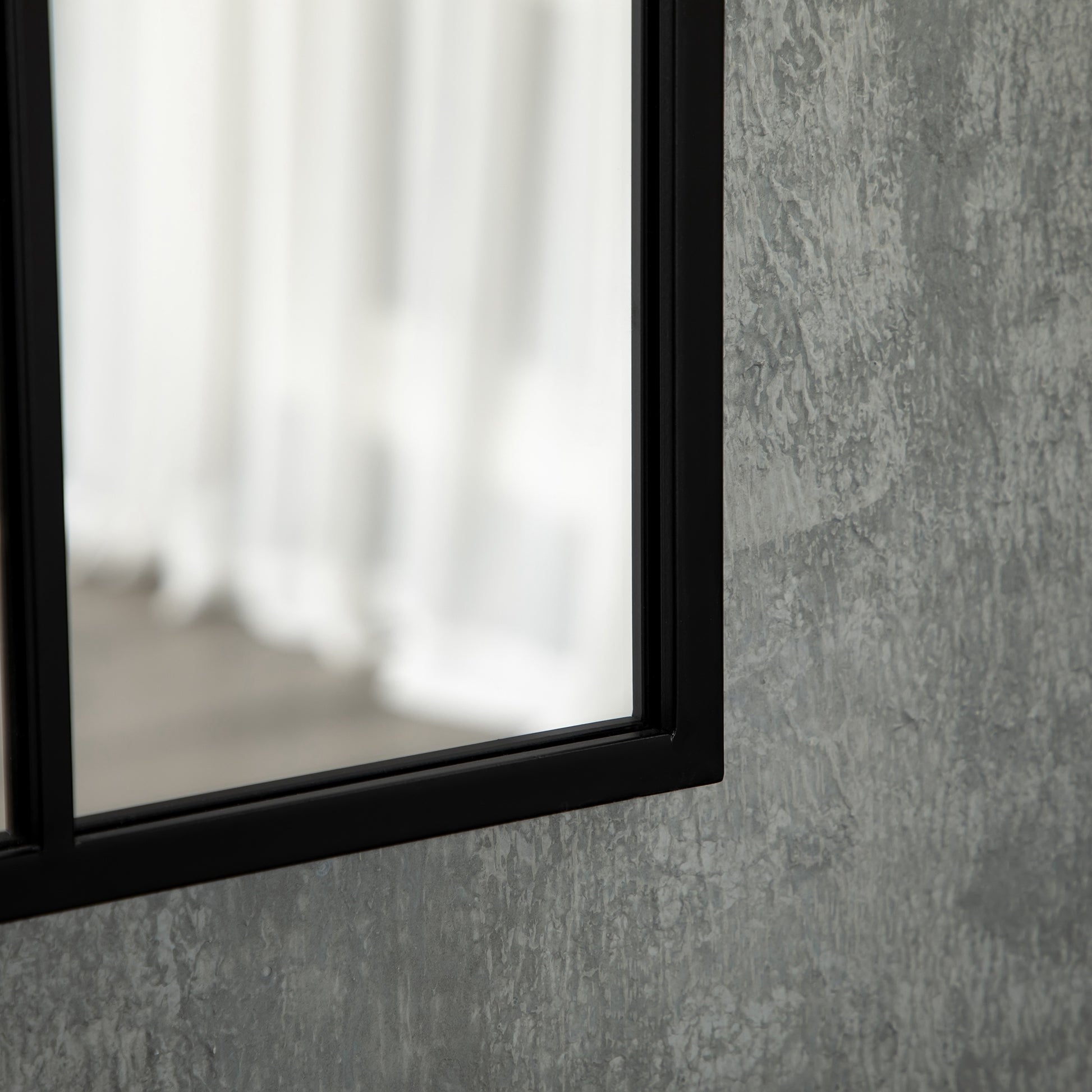 Wall Mirror 70 x 50 cm Window Mirror with Metal Frame Decorative Hanging Mirror for Bedroom Living Room, Black