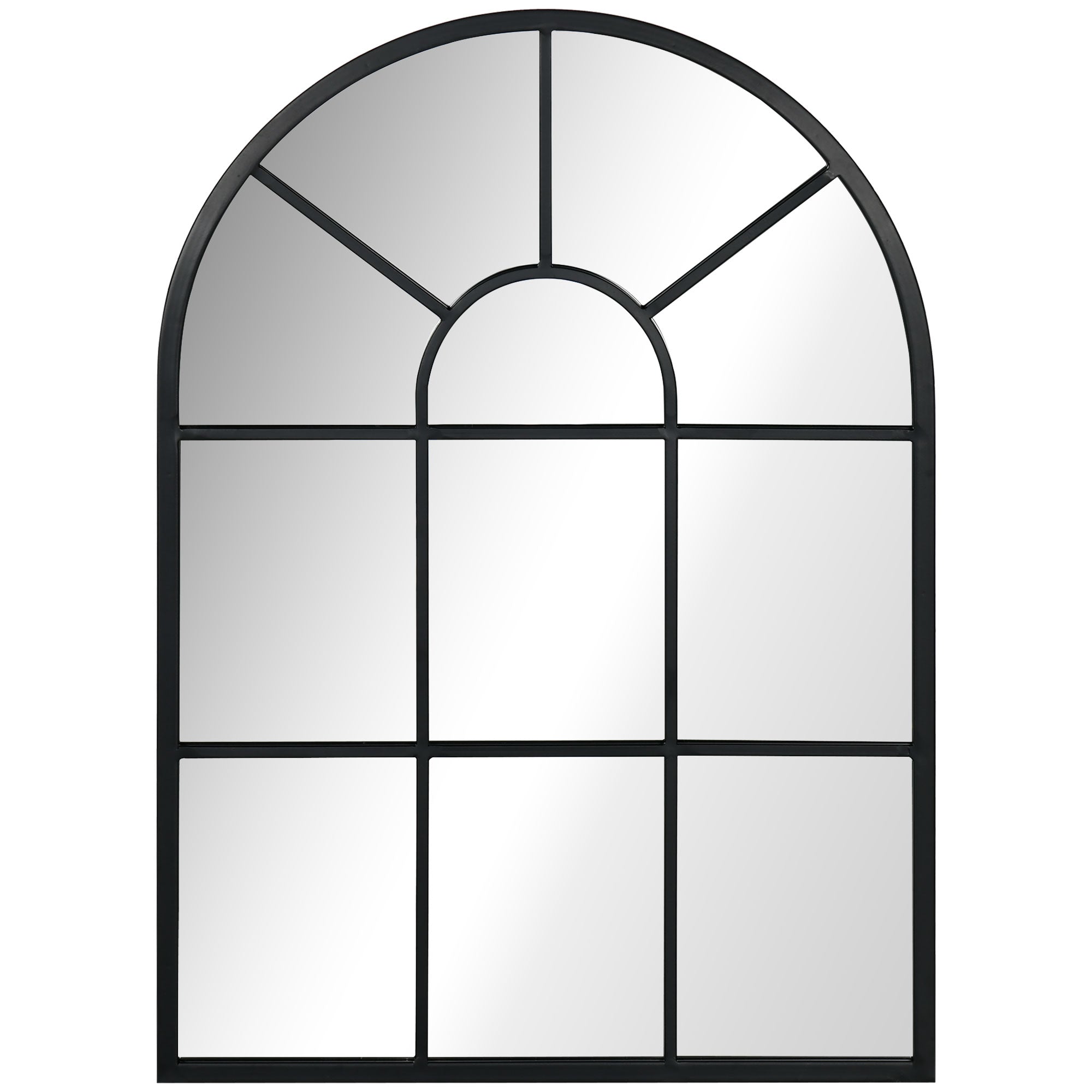 Wall Mirror 70 x 50 cm Window Mirror with Metal Frame Decorative Hanging Mirror for Bedroom Living Room, Black
