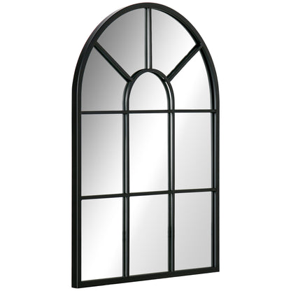 Wall Mirror 70 x 50 cm Window Mirror with Metal Frame Decorative Hanging Mirror for Bedroom Living Room, Black