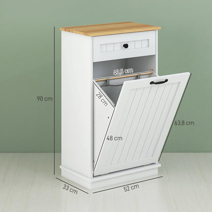 Bathroom Storage Cabinet Laundry Basket Bathroom Cabinet with Drawer and Anti-tip Design Modern Bathroom Furniture 52x33x90 cm White