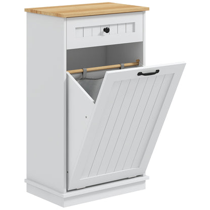 Bathroom Storage Cabinet Laundry Basket Bathroom Cabinet with Drawer and Anti-tip Design Modern Bathroom Furniture 52x33x90 cm White