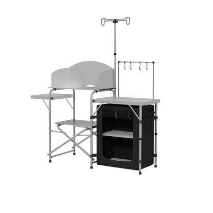 Camping Kitchen Cabinet with Storage, Portable Folding Outdoor Table, Aluminum Cooking Station with Carry Bag
