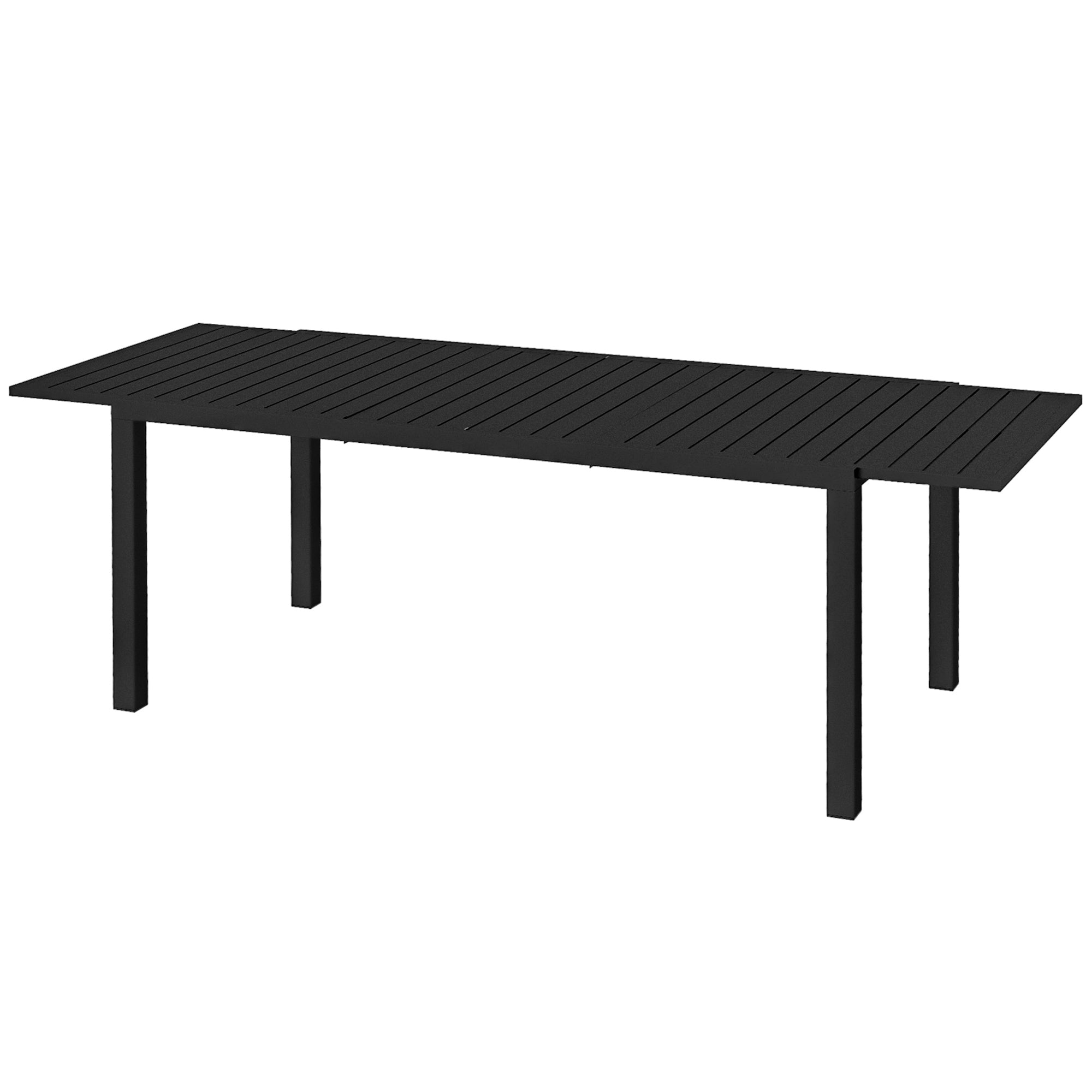 Extendable garden table rectangular aluminum patio dining table for 6 - 8 people, max load 50kg, dim. 180/240L x 94W x 73H cm, black