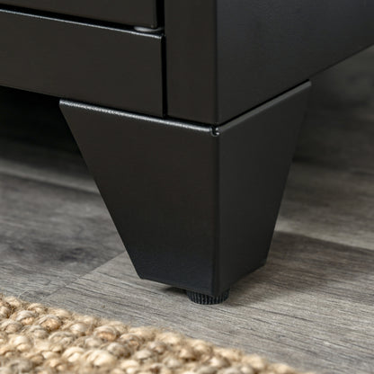 Nightstand, Side Table with Adjustable Shelf, Door, Bedside Table for Bedroom, Living Room, Metal, Black, 50 x 40 x 47.5 cm