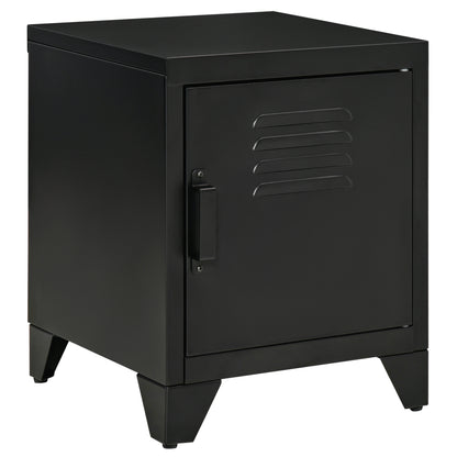 Nightstand, Side Table with Adjustable Shelf, Door, Bedside Table for Bedroom, Living Room, Metal, Black, 50 x 40 x 47.5 cm