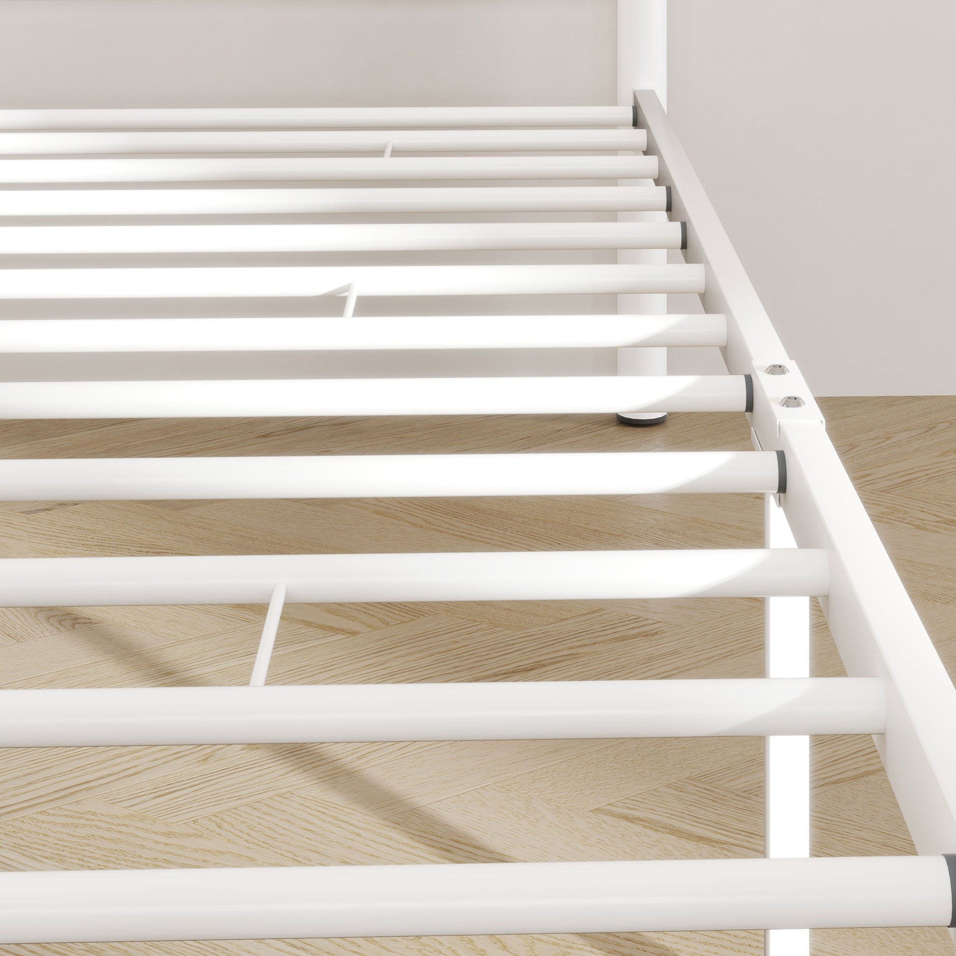 Bed Frame for Mattress 200 x 90 cm, Bedstead 88 cm High Single Bed Frame made of steel, for bedroom guest room, White