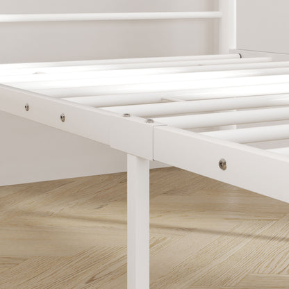 Bed Frame for Mattress 200 x 90 cm, Bedstead 88 cm High Single Bed Frame made of steel, for bedroom guest room, White