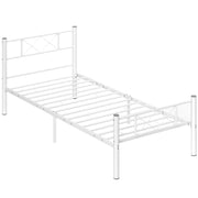 Bed Frame for Mattress 200 x 90 cm, Bedstead 88 cm High Single Bed Frame made of steel, for bedroom guest room, White