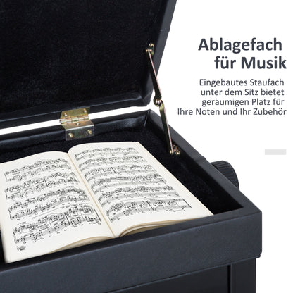 Piano Bench Keyboard Bench Piano Stool Stool with Storage Space Height Adjustable 54.5 x 33 x 48-58 cm