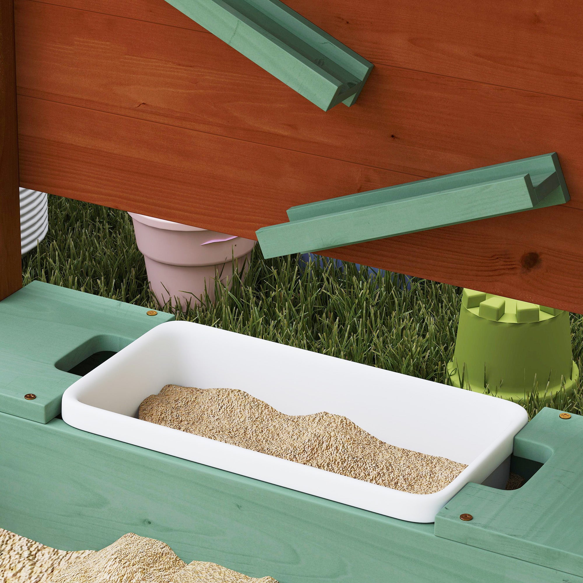 Sandbox with Cover 116 x 112.5 cm Made of Impregnated Solid Wood Children's Sandbox with Benches Ground Cover Sand Toys, Sandpit for Outdoor Terrace Balcony Garden