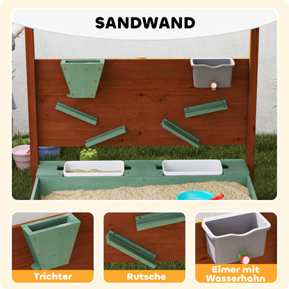 Sandbox with Cover 116 x 112.5 cm Made of Impregnated Solid Wood Children's Sandbox with Benches Ground Cover Sand Toys, Sandpit for Outdoor Terrace Balcony Garden
