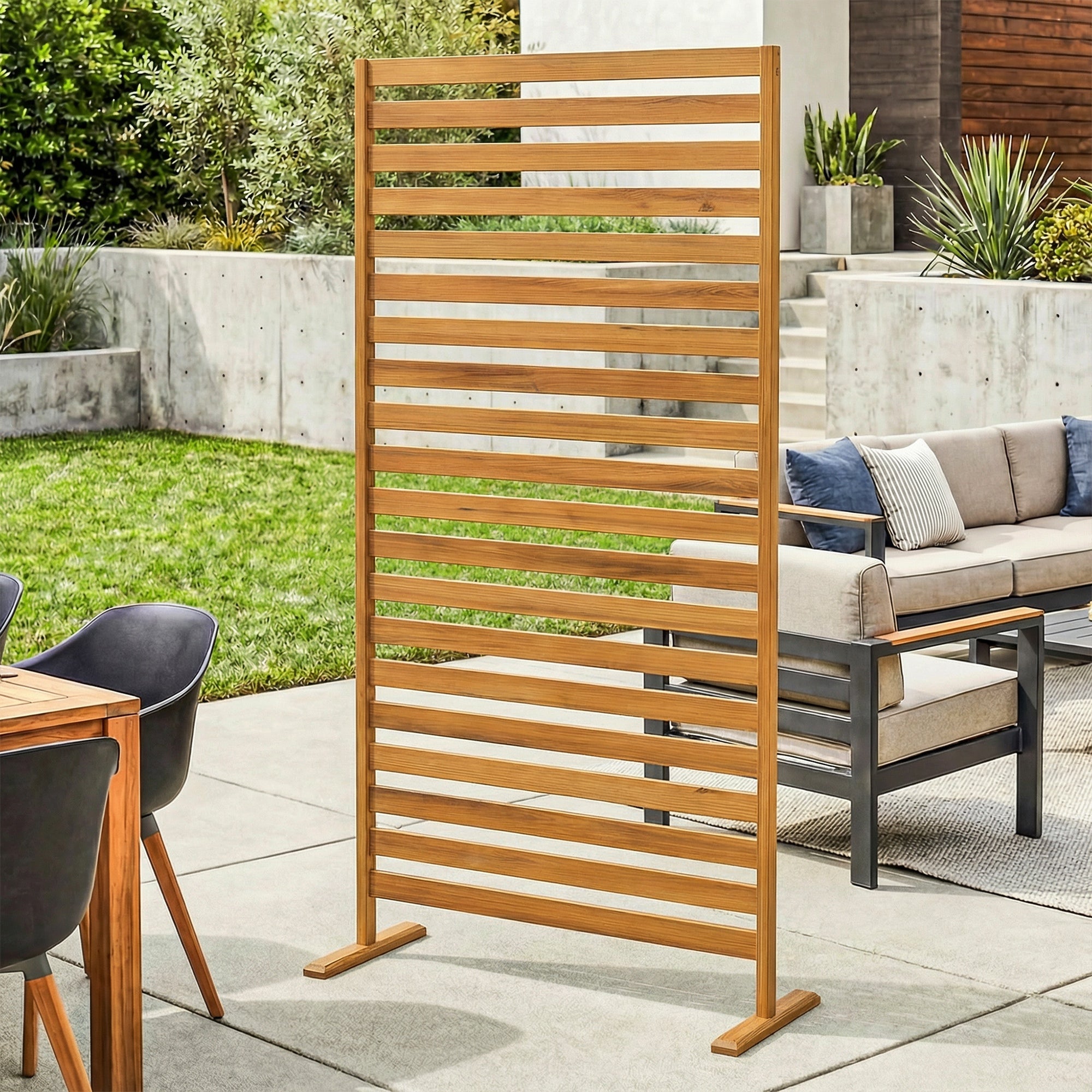 Wooden Privacy Screen, 66.9 x 31.5 in (170 x 80 cm) — Outdoor Trellis Room Divider for Garden, Patio, Deck, Brown
